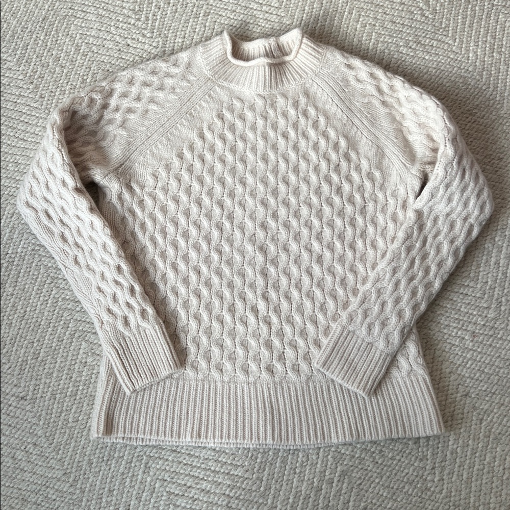 J. Crew 100% premium cashmere honeycomb crewneck rollneck sweater